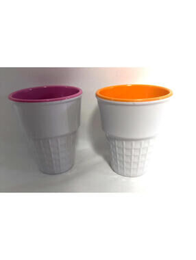 Set of 2 Vintage Porcelain Ice Cream Cone-Shaped Serving Cups